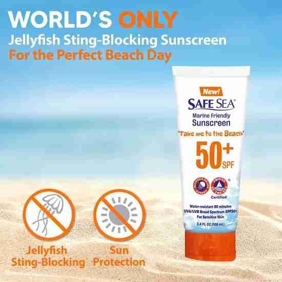 Safe Sea Anti-jellyfish Sting Protective Lotion | SPF50+ Travel Tube | Jellyfish & Sea Lice Prevention Sunscreen | Box of 12 pcs - Image 2